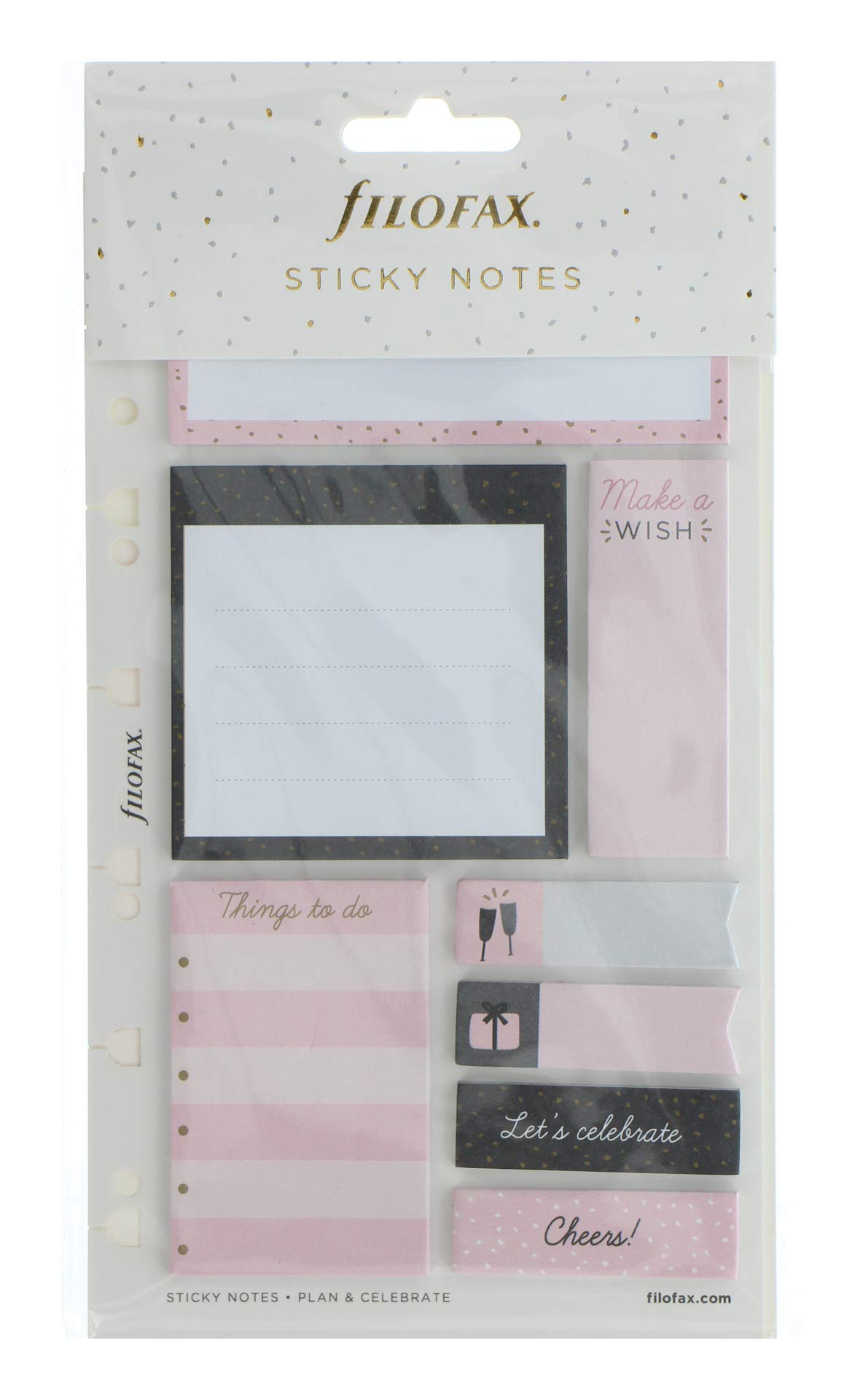 Filofax Confetti Sticky Notes, 132702, Pink, 95mm x 164mm