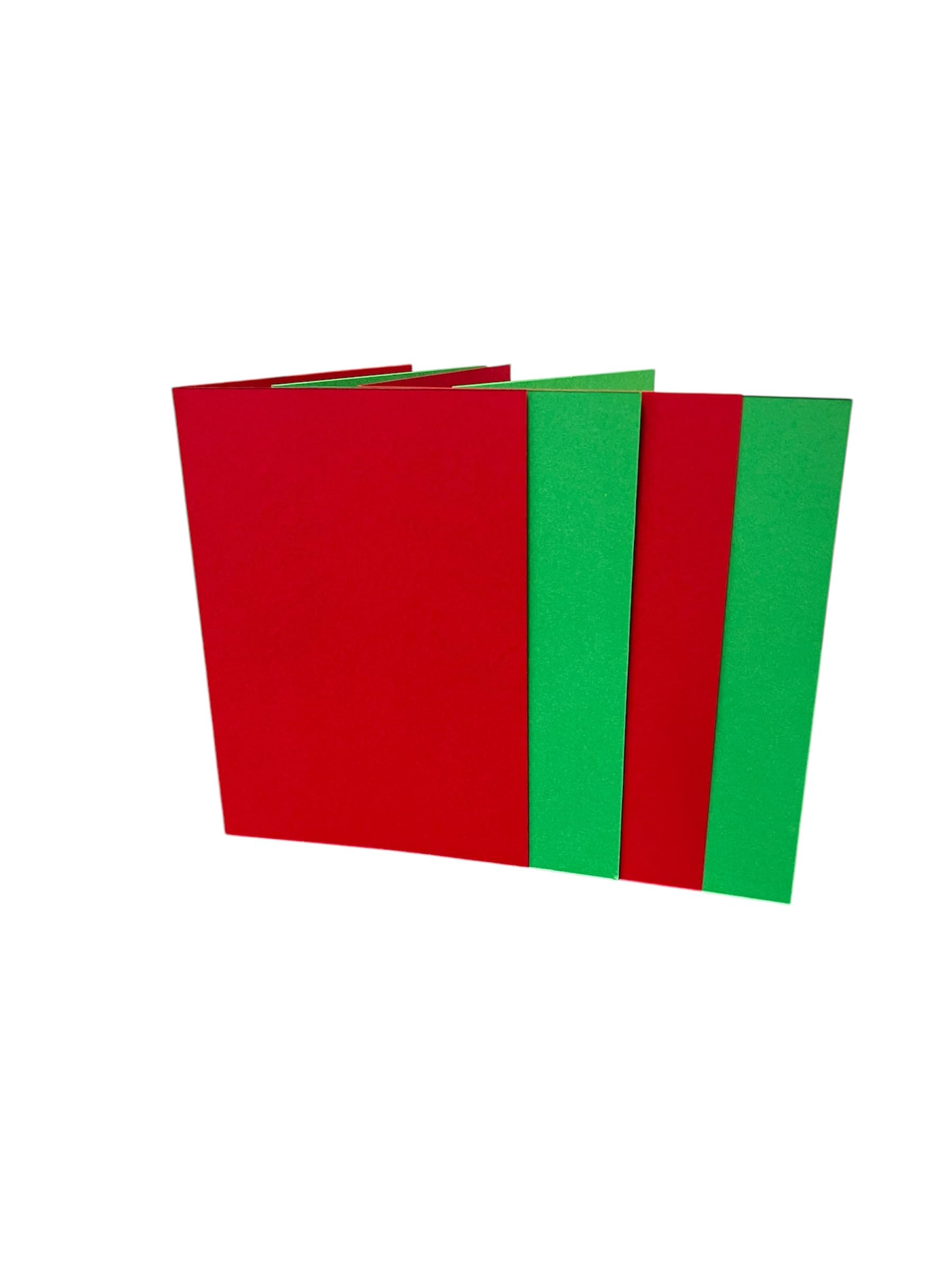 DJP A6 Creased Blank Christmas Green & Red Smooth Cards & C6 White Envelopes - Pack of 20