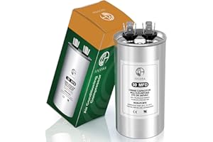 JOCOSA 50 MFD AC Capacitor 370 440 VAC 50/60Hz 50uf CBB65 Round Run Start Capacitor for Condenser Straight Cool, AC Unit Fan Motor Start, Heat Pump, Air Conditioner, Pool Pump