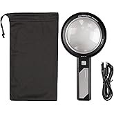 Magnifying Glass with Light, 5X 10X Handheld Large Magnifying Glass 6 LED Illuminated Lighted Magnifier for Seniors Reading,