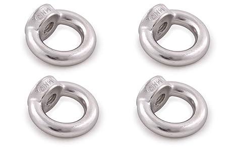 wellenshop Ringmutter Edelstahl 4er Set M6 M8 M10 M12 M16 Gewinde Öse salzwasserbeständig