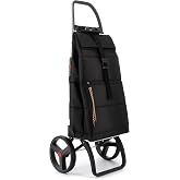 Foldable Puffer Grocery Shopping Cart with Wheels | Collapsible Personal Folding Cart for Groceries | Durable &amp; Portable | Black