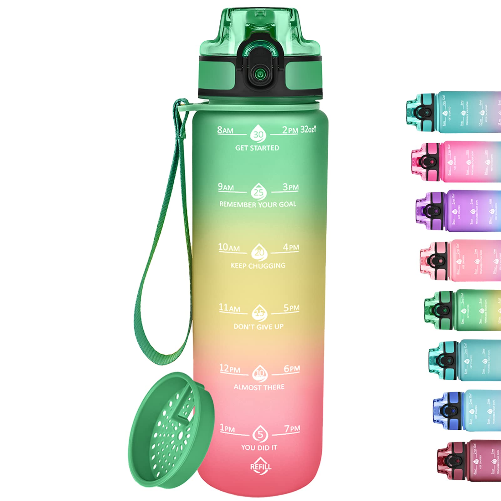 GOSWAG 32oz Motivational Water Bottles with Time Marker and Fruit ...
