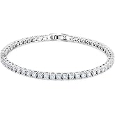 MOFEIJEWEL 14K White Gold Plated Cubic Zirconia Classic Tennis Bracelet for Women 3mm-4mm CZ, Size 6-9 Inch