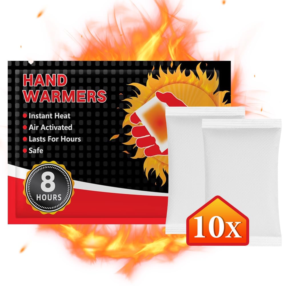 Flintronic 10 Pairs Hand Warmers, 12 Hours Warm Hands - Hand Heat Pads - Air Activated - Instant Heat - Natural Warmth - Pocket Heater