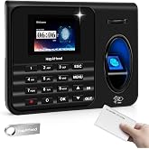 HapAttend Time Clock for Small Business, Employee Hours Calculation H4 | Standalone Clock in Machine with Fingerprint, RFID Cards &amp; PIN, Biometric Time Clock Machine, No Monthly Fee No WiFi Required