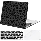 MOSISO Compatible with MacBook Air 13 inch Case 2022 2021 2020 2019 2018 Release A2337 M1 A2179 A1932 Retina Display, Plastic Leopard Grain Hard Shell Case&Keyboard Cover&Screen Protector, Black