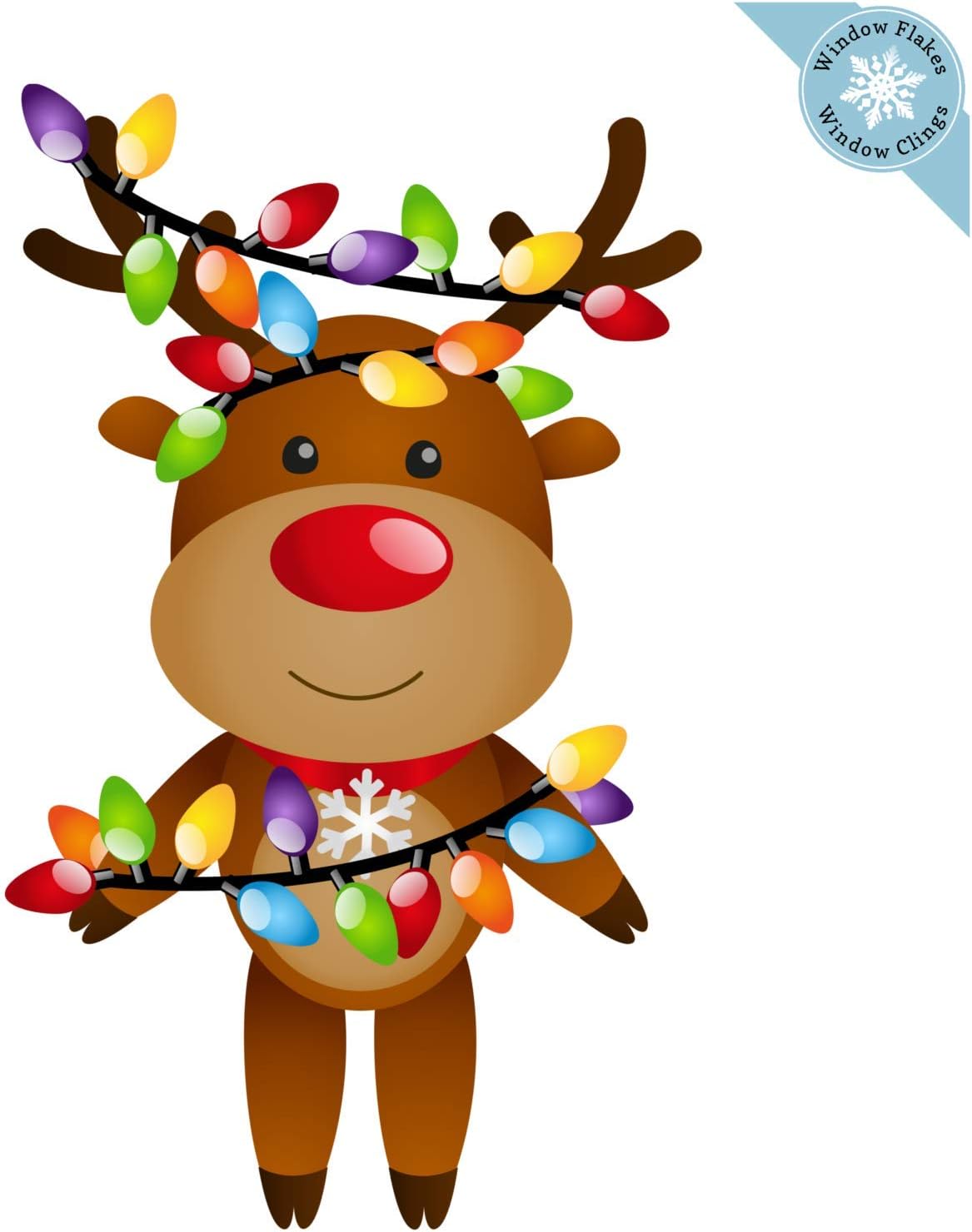 Christmas Window Clings - Christmas Reindeer with Lights Window Decorations - Reusable Non-Adhesive Holiday Window and Door Décor