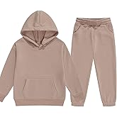 DHSPKN Girls Boys 2 Piece Tracksuit Athletic Sweatsuits Sets Hooded Sweatshirt and Jogger Sweatpants Clothing Sets for Kids