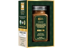 True Organic Premium Ceylon Cinnamon Powder | 2.08 Oz | Extra Fine Grade | Intense Flavor | Protected Geographical Indication (PGI) Certified | USDA Organic & Kosher Certified Product | Gold Label | Organic True Cinnamon Powder 59g.