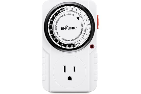 BN-LINK 24 Hour Plug-in Mechanical Timer Grounded for Aquarium, Grow Light, Hydroponics, Indoor Lighting, Home Appliances, ET
