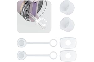 TQRR 2Sets Silicone Spill Proof Stopper for Stanley 40/30 oz Quencher 1.0 Tumbler with Handle for Stanley Cup Accessories Including 2 Straw Cover Cap, 2 Round Leak Stopper 2 Square Spill Stoppers