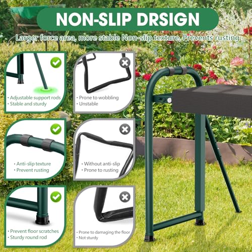 Onadak Premium Heavy Duty Garden Kneeler Seat - 4.5kg Reinforced Support Frame, Foldable Design with Storage Bag & Gift Box - Ideal Gardening Gift (Upgraded Green)​