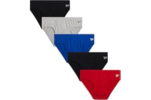 Reebok Mens Low Rise Briefs - 5 Pack Soft Mens Cotton Underwear Briefs with Supportive Contour No Fly Pouch for Everyday Wear