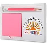 Thank You Principal Gifts for Women Men, Inspirational Desk Organizer for Principal’s Day Retirement Birthday Back to School Recognition Congratulations promotion, Desk White Note Pad Holder MT19