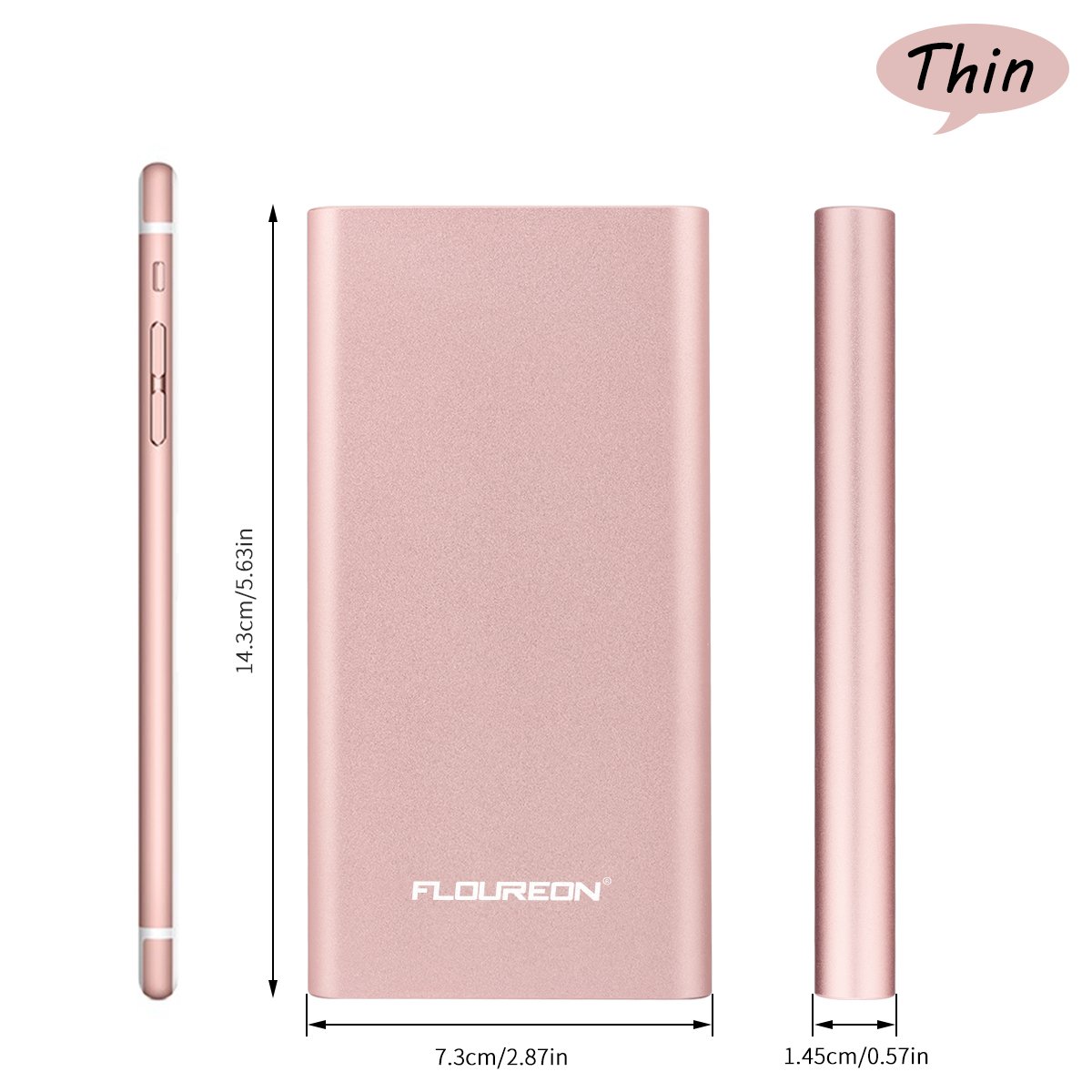 Power Bank Portable Charger,FLOUREON 12000mAh Polit with 3A Type C Input and Output, External Battery Cell Phone Charger USB Power Banks for iPhone Xs/X Max/XR X/8, iPad MacBook Samsung Galaxy Tablet