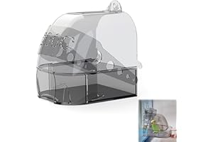 Mtxorvix Bird Bath Cage, Cleaning Pet Supplies Bird Clean Bathtub with Hanging Hooks and Bottom Drawer for Cage Parrot Hangin