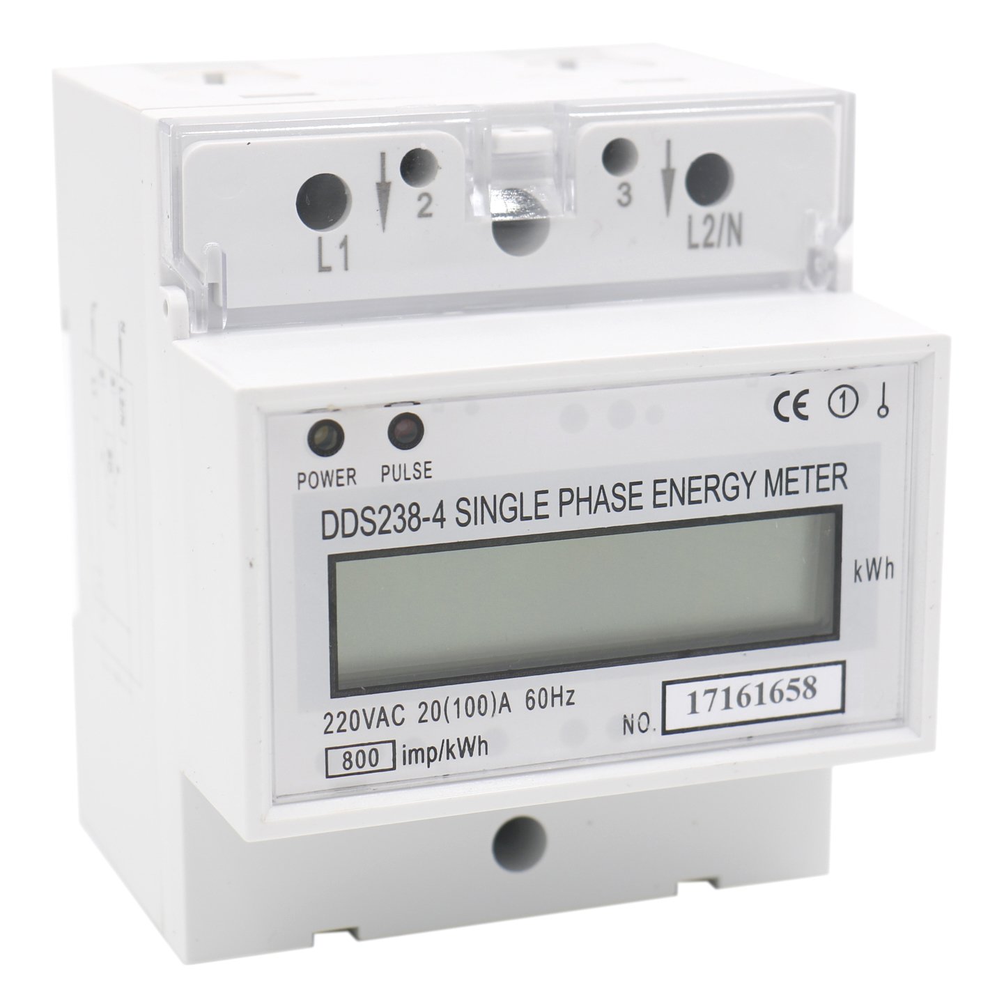 Heschen Single Phase Energy Meter, DDS238-4, 220VAC 100Amp 60Hz, Kilowatt Hour kWh, LCD Digital Dispaly, 35mm DIN Rail