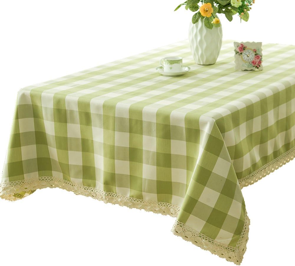R.LANG Lattice Heavy Weight Fabric Tablecloth Oval 60 x 84-inch(152cm x 213cm) Spillproof Jacquard Tablecloth Light Green