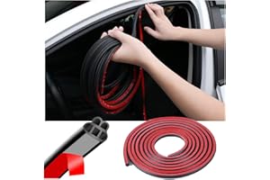 Mandark Car Door Seal Strip, Rubber Double Layer Vehicle Weather Stripping, 32.8ft 5 Hole Soundproof Self Adhesive Automotive Sealing Strip Accessories, Universal for SUV, Truck, RV (Black-1)