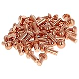 MroMax 50Pcs M4 Round Head Copper Solid Rivets