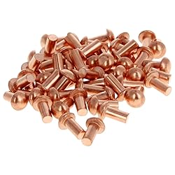 MroMax 50Pcs M4 Round Head Copper Solid Rivets