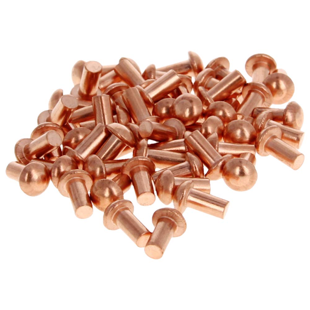 MroMax 50Pcs M4 Round Head Copper Solid Rivets
