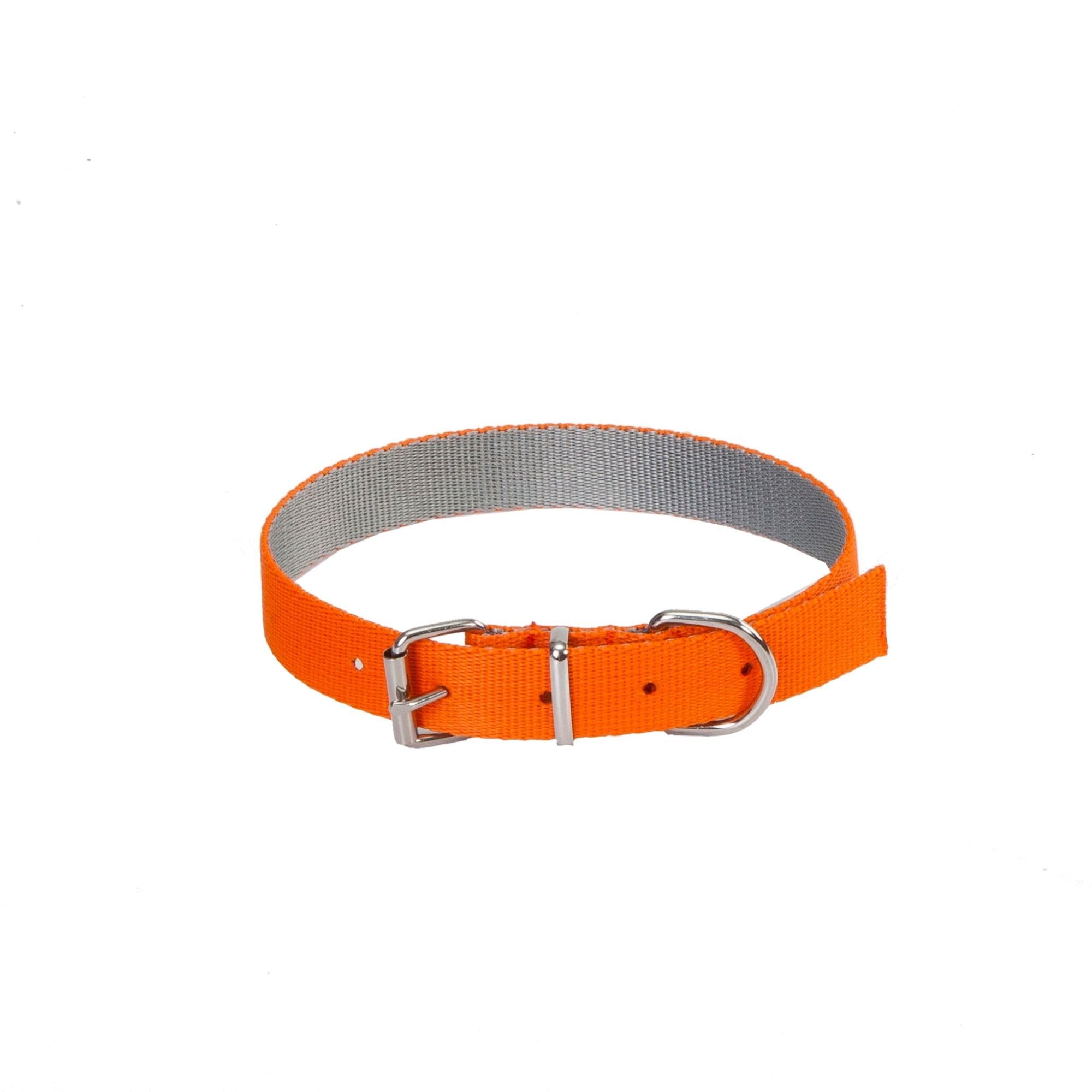 Dingo Dog Collar Handmade Orange with Silver Contrast 14546