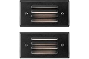 GKOLED 12V 3W Surface Mount Low Voltage LED Step Light with Horizontal Louvered Faceplate for Steps Decks Pathway Yard Stairs Fences, IP65 Rated for Outdoor Waterproof, for Wet Locations, 2 Packs