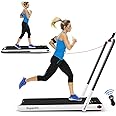 Goplus 2 in 1 Folding Treadmill, 2.25HP Under Desk Electric Superfit Treadmill, Installation-Free with APP Control, Remote Control, Bluetooth Speaker, LED Display, Walking for Home