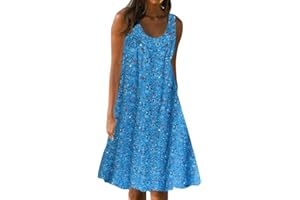 MENGHONGI Summer Dresses for Women 2024 Casual Beach Sleeveless Resort Wear Vacation Sun Dresses Tropical Spring Tank Dress