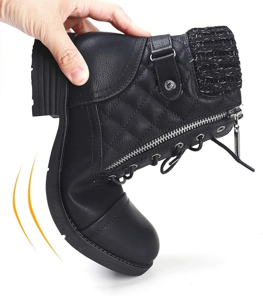  | STQ Women's Combat Boots Lace up Ankle Booties | Snow Boots