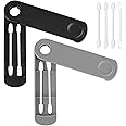 Reusable Cotton Swabs 4 Pcs, Washable Portable Silicone Swab, Double Tipped Silicone Cotton Buds for Makeup Ear Cleaning Beauty Treatment with 2 Dust-proof Cases - Black & Grey