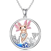 LONAGO Axolotl Necklace Sterling Silver Mexican Axolotl Pendant Necklaces Gift for Women