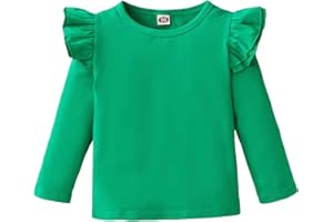 LYSMuch Toddler Baby Girls Long Sleeve Ruffle T Shirt Kids Casual Plain Solid Top Blouse T-Shirt Undershirt
