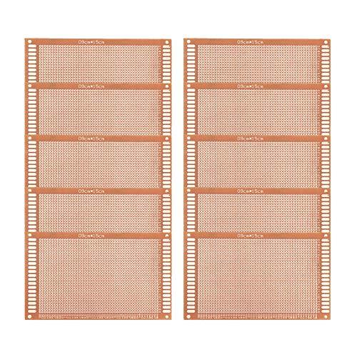 Oak-Pine 10Pcs Printed Universal Breadboard - Composite PCB Boards Single Sided Printed Circuit Board for Prototyping, Electronic Creating Projects, Prototype Kit for DIY (15x9cm / 5.9â€™â€™x 3.5â€™â€™)
