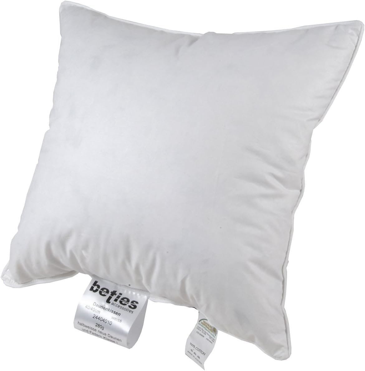beties „DeLuxe“ Daunenkissen 40x40 cm (60 neue Daunen 40 neue Federn, KlasseI) waschbar reines