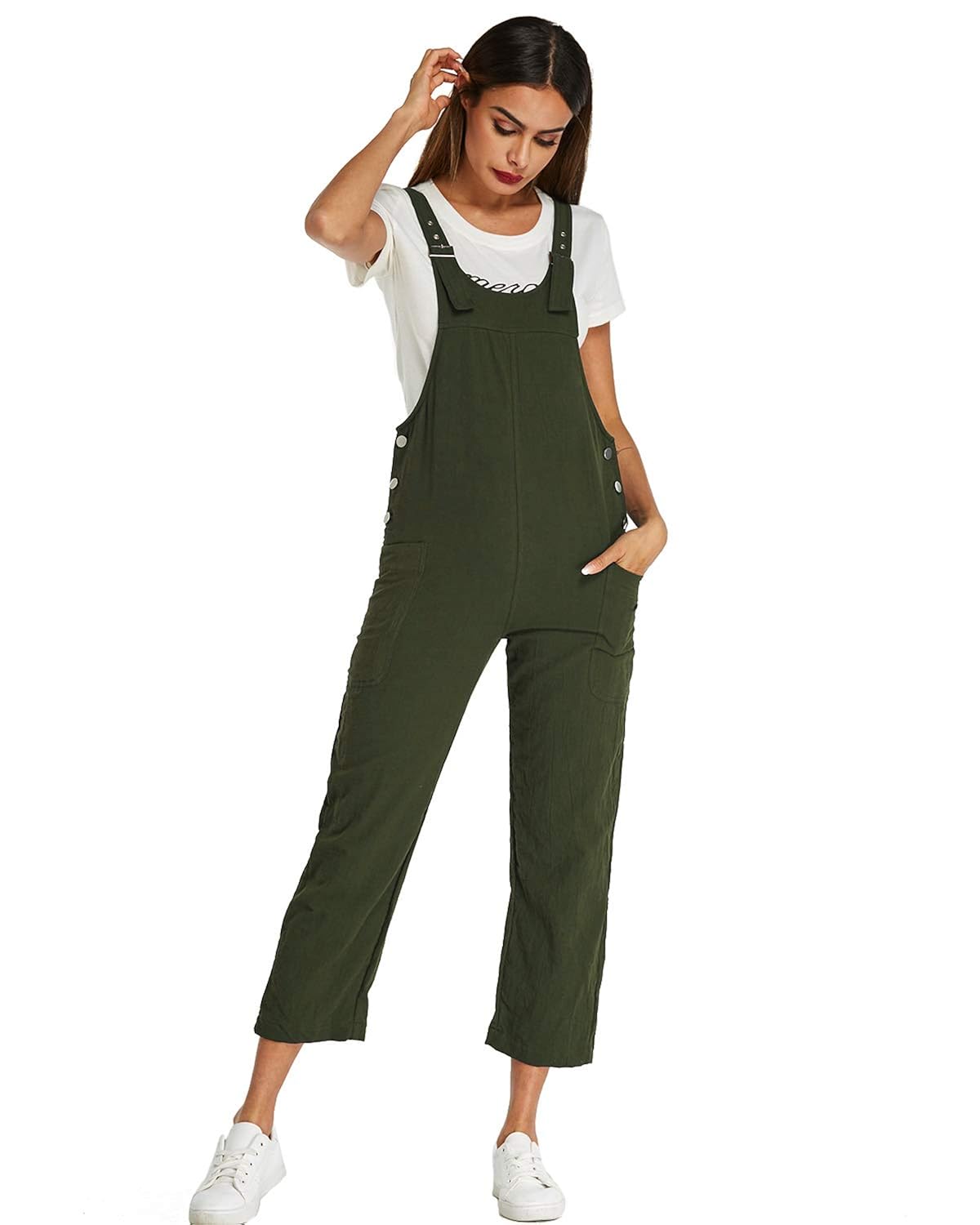 Style Dome Salopette Femme Grande Taille Femme Enceinte Coton Lin Pas