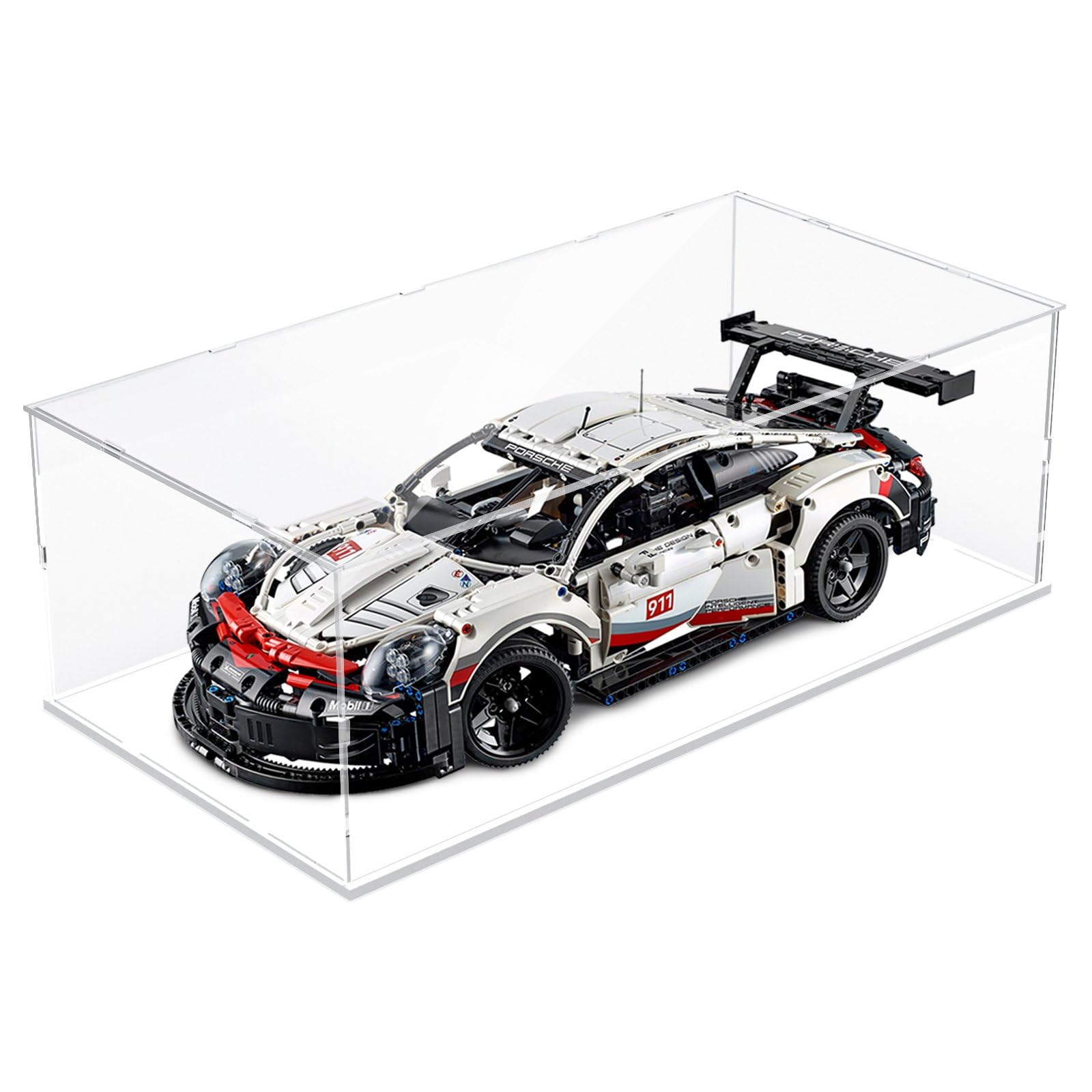 Nynelly 3mm Thick Acrylic Display Case for Lego Cars for Lego Porsche 911 McLaren P1 Ferrari SP3 1/8 Diecast Model Cars - Assemble Dustproof Clear Display Box Cabinet (White, 60x30x20 cm) — image 1