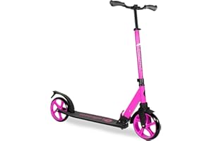 LaScoota Kick Scooter for Kids Ages 6+, Teens & Adults, Large 8" Sturdy Urethane Wheels. Adjustable Handlebar, Lightweight, Foldable, 220lbs Max Load