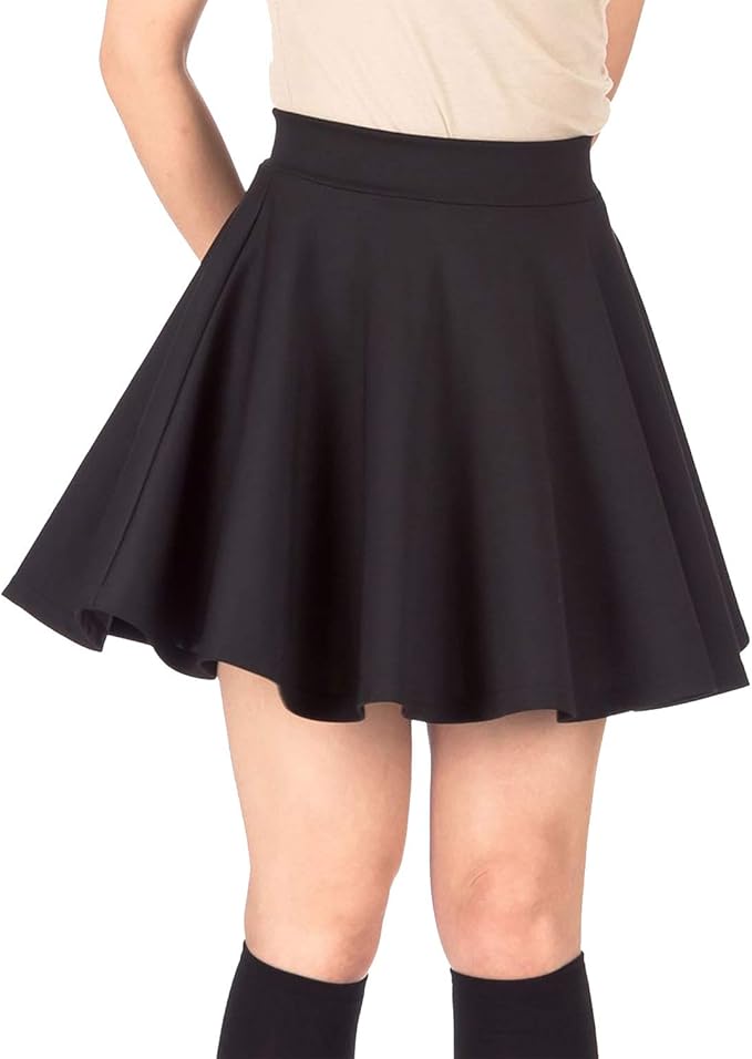 Pretty Fashion Women's Plain Skater Skirt Basic ALine Stretchy Flared