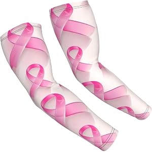 Liwqawu Breast Cancer Pink Ribbons Print Sun Protection Arm Sleeves | Arm Compression Sleeves, Cooling Soft And Breathable, T