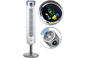 Ozeri Adjustable Oscillating Tower Noise Reduction Technology Ultra 42” Wind Fan, Silver