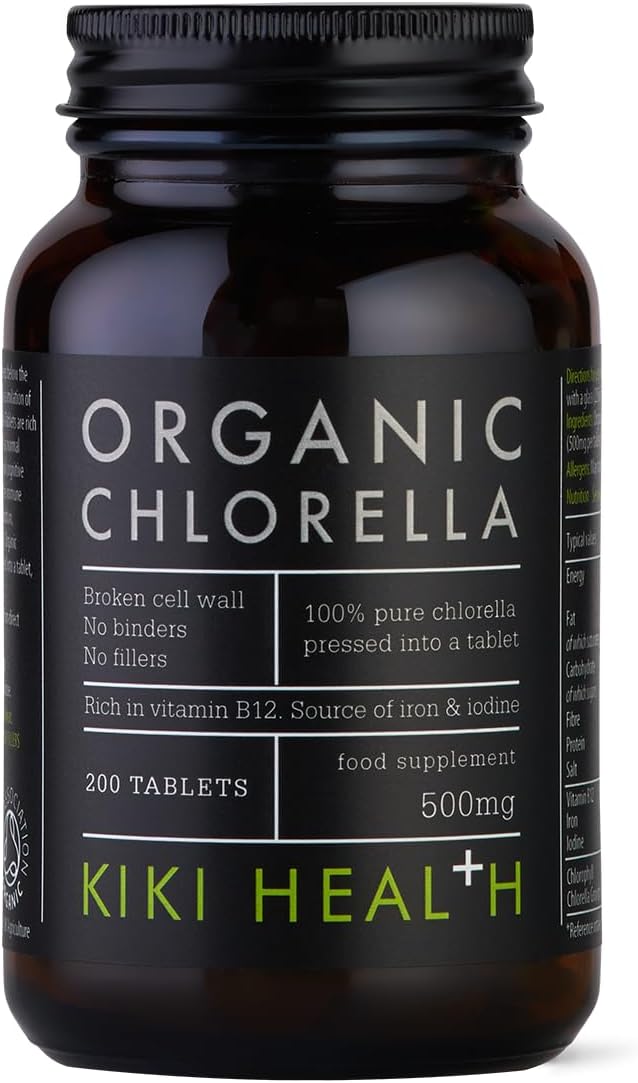 KIKI HEALTH Organic Chlorella Tablets 200 x 500mg Vegan Protein