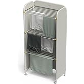 Joseph Joseph Eclipse 3-Tier Adjustable Laundry Drying Rack, Integrated Fabric Cover, Foldable with Wheels, Heavy Duty, Ecru