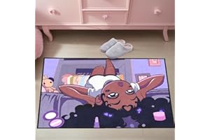 FJKJHKGJ Black Girl Area Rug for Bedroom African American Girls And Boys Floor Rugs for Living Room Playroom Cartoon Art Home Decor Soft Small Carpets Yoga Mats for Women Afro Purple 35/''x 23/''(2 x 3 Feet)
