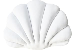 YRXRUS Seashell Pillow, White Shell Pillow, Outdoor Indoor Room Decor, Ocean Series Velvet Shell Shaped Pillows, Throw Pillows Decorative for Patio, Bedroom Living Kids Room 3D Insert Pillow 18X13 Inch Big
