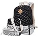 School Backpacks for Teen Girls Bookbags Lightweight Canvas Backpack Schoolbag Set (Black)
