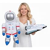Outer Space Mission Inflatable Astronaut &amp; Space Shuttle (Set of 2) | Self-standing astronaut and space shuttle set for space parties, classrooms, STEM events, decorations, and photo props.