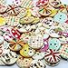 Femitu 100pcs Mixed Wooden Buttons in Bulk Buttons for Crafts Button Round Colorful